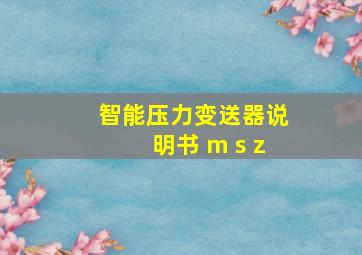 智能压力变送器说明书 m s z